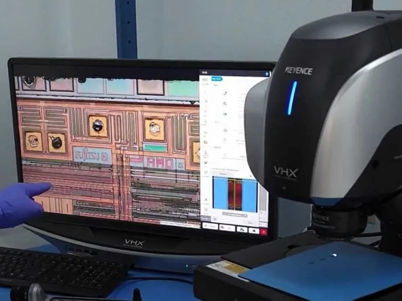 2500x microscope inspection of semiconductor during AS6081 non-destructive testing